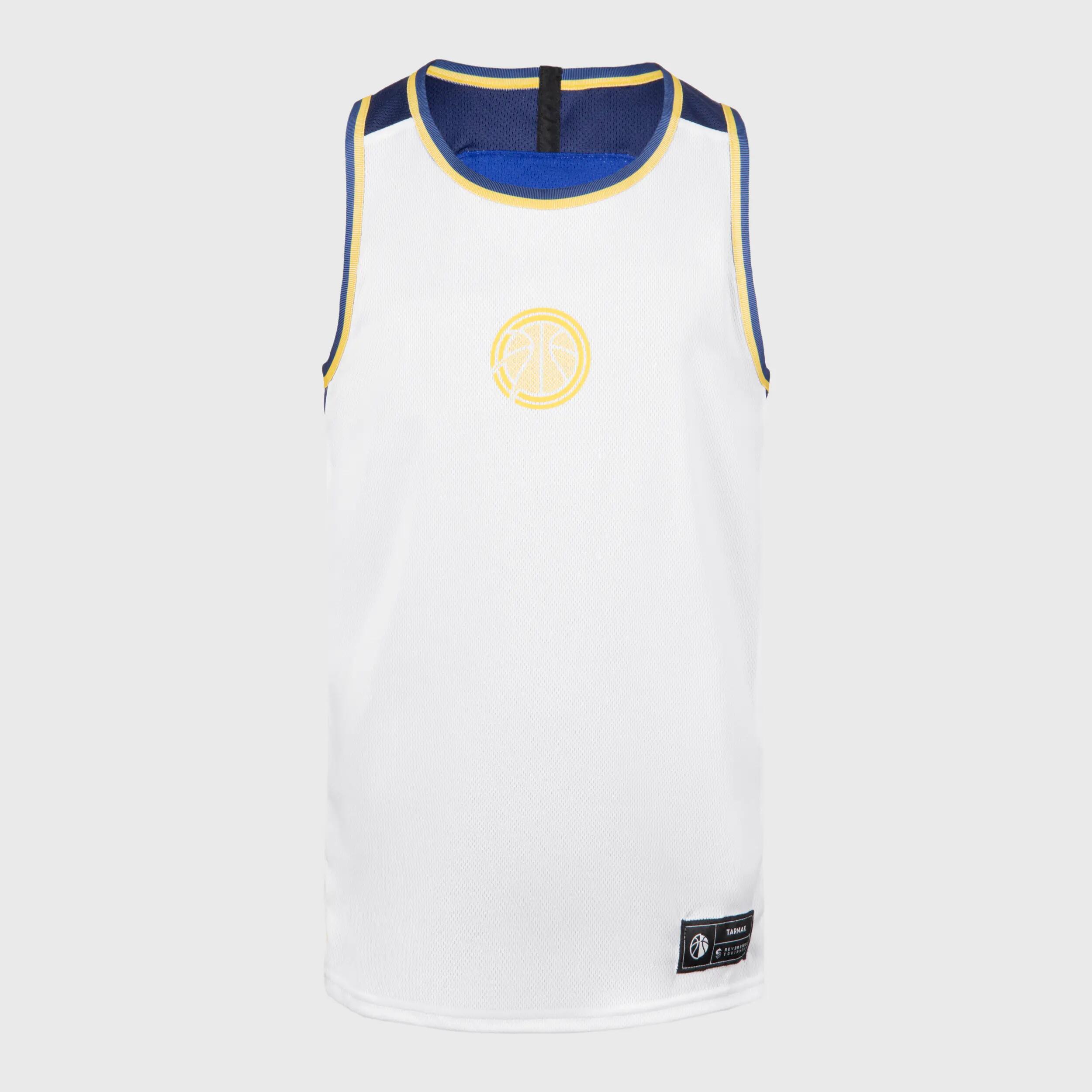 Çocuk Çift Taraflı Kolsuz Basketbol Forması - Beyaz/Mavi - T500R 9/11