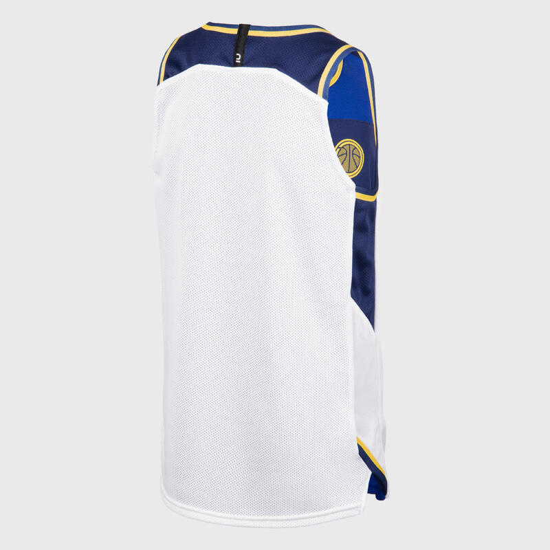 Kids' Reversible Sleeveless Basketball Jersey T500R - White/Blue