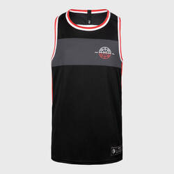 Kids' Reversible Sleeveless Basketball Jersey T500R - White/Red/Black