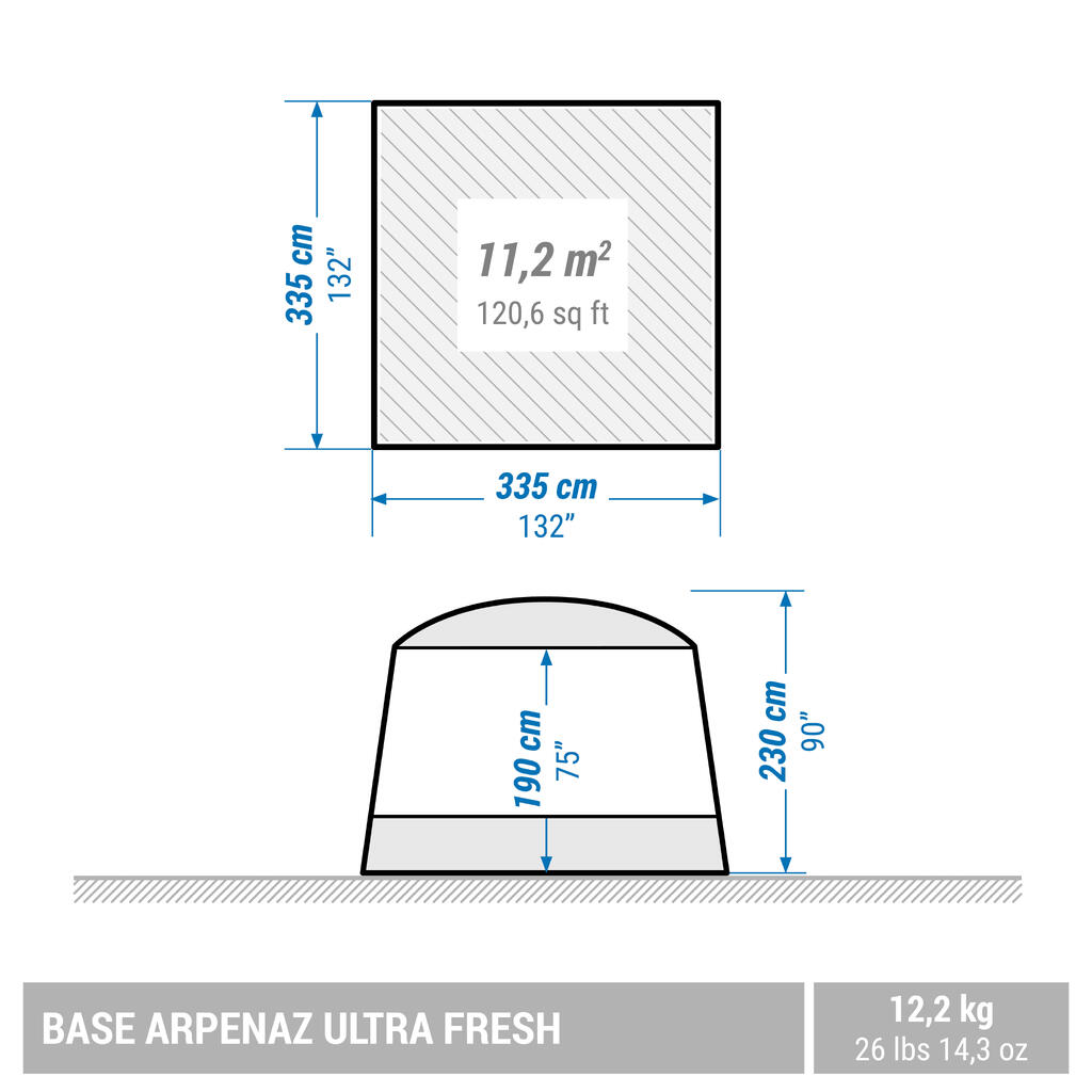 10 Man Camping Living Room With Poles - Base Arpenaz ULTRA FRESH