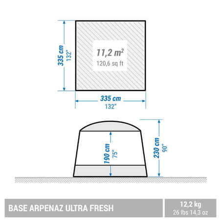 Καθιστικό κάμπινγκ με ορθοστάτες - Base Arpenaz ULTRAFRESH - 10 ατόμων