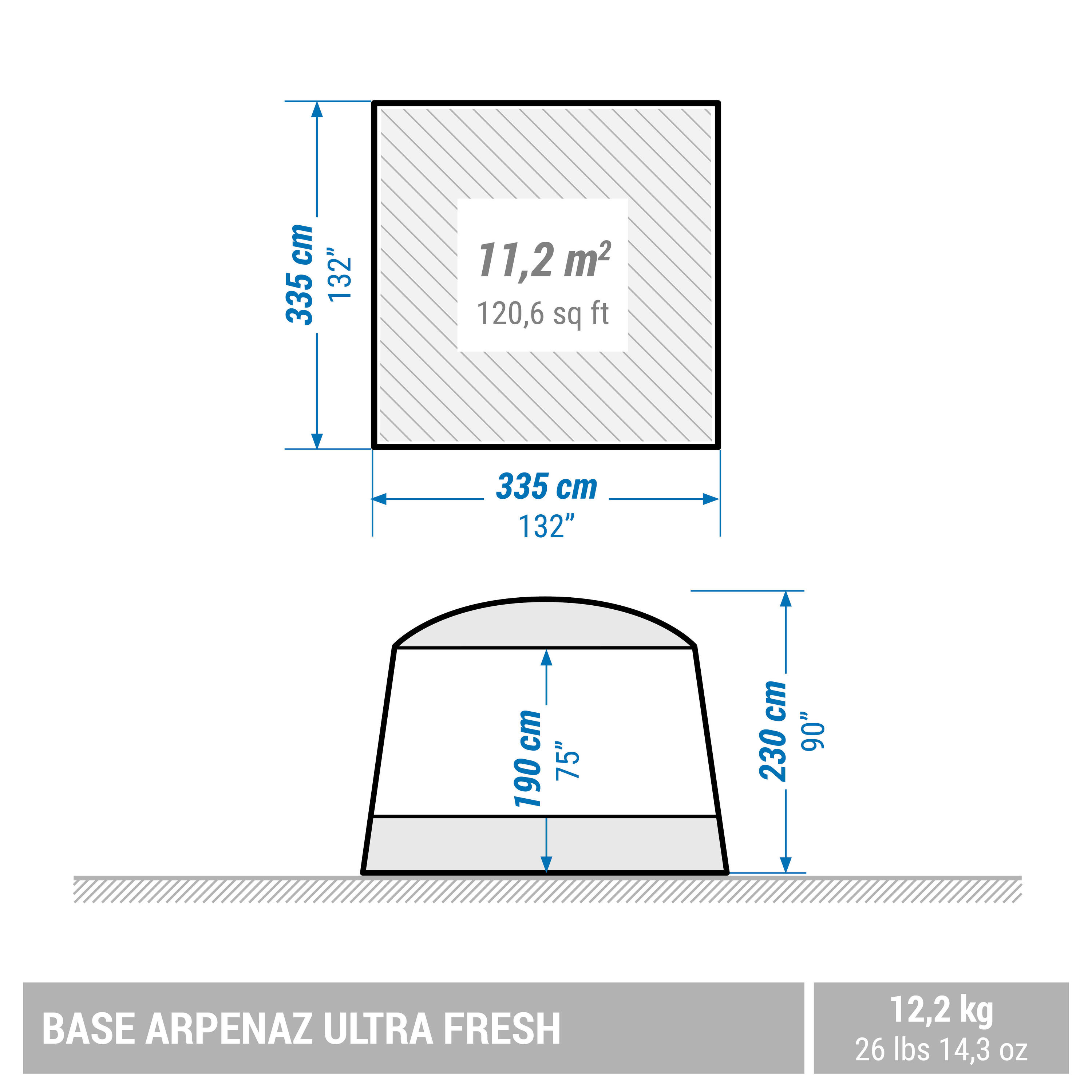 10 Man Camping Living Room With Poles - Base Arpenaz ULTRA FRESH 4/15