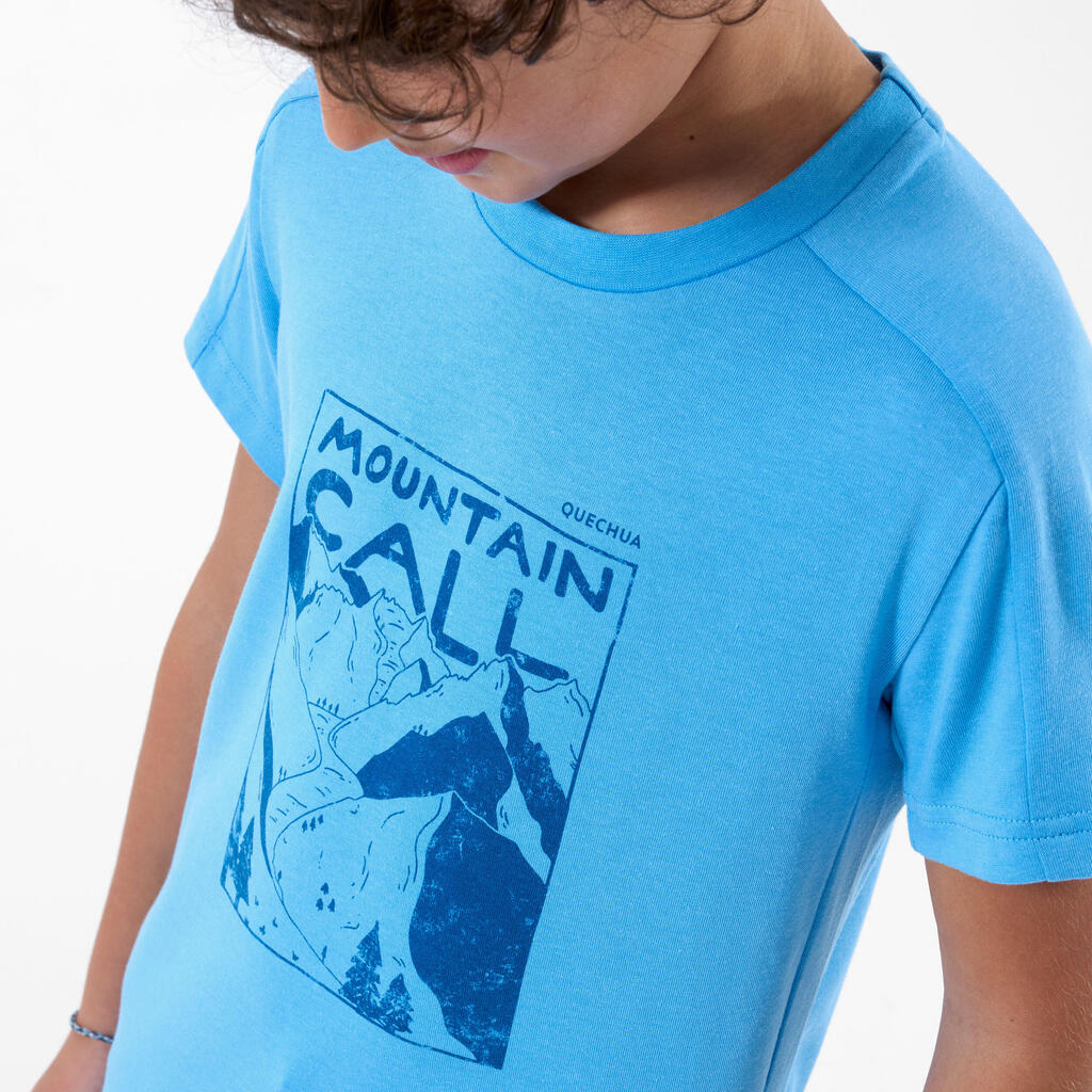 Playera de senderismo azul para niños de 7 a 15 años MH100