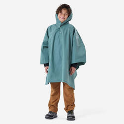 Kids’ hiking rain poncho - 10 L - 126 to 156 cm Blue green