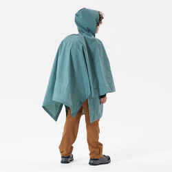 Kids’ hiking rain poncho - 10 L - 126 to 156 cm Blue green