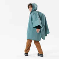 Kids’ hiking rain poncho - 10 L - 126 to 156 cm Blue green