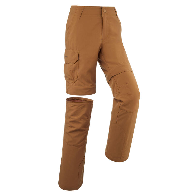 Pantalon de randonnée modulable enfant MH550 marron foncé 7-15 ans