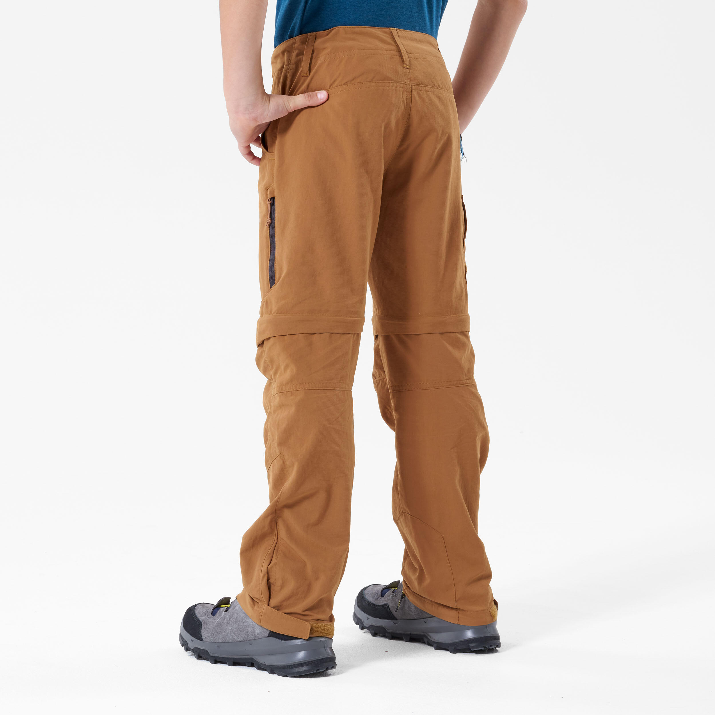 Kids’ Hiking modular trousers MH550 age 7-15 - dark brown 5/9