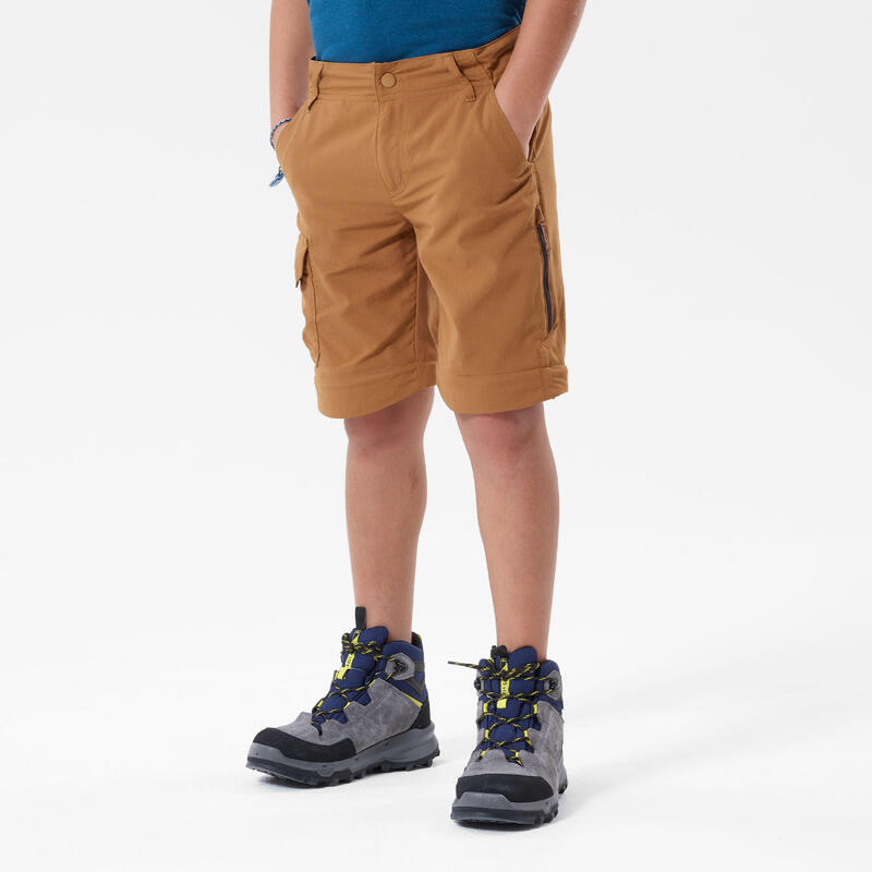 Pantalon de randonnée modulable enfant MH550 marron foncé 7-15 ans