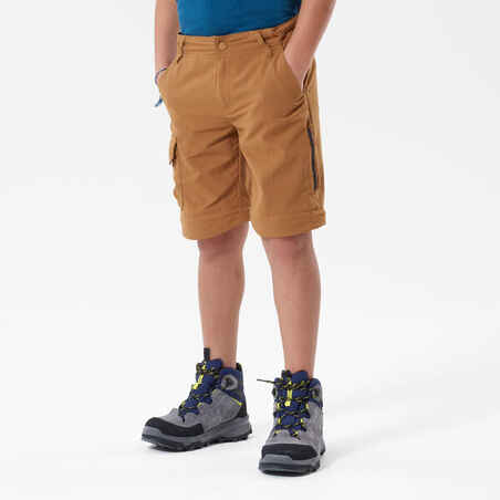Vaikiškos į šortus nusegamos žygių kelnės „MH550“, 7–15 metų vaikams, rudos
