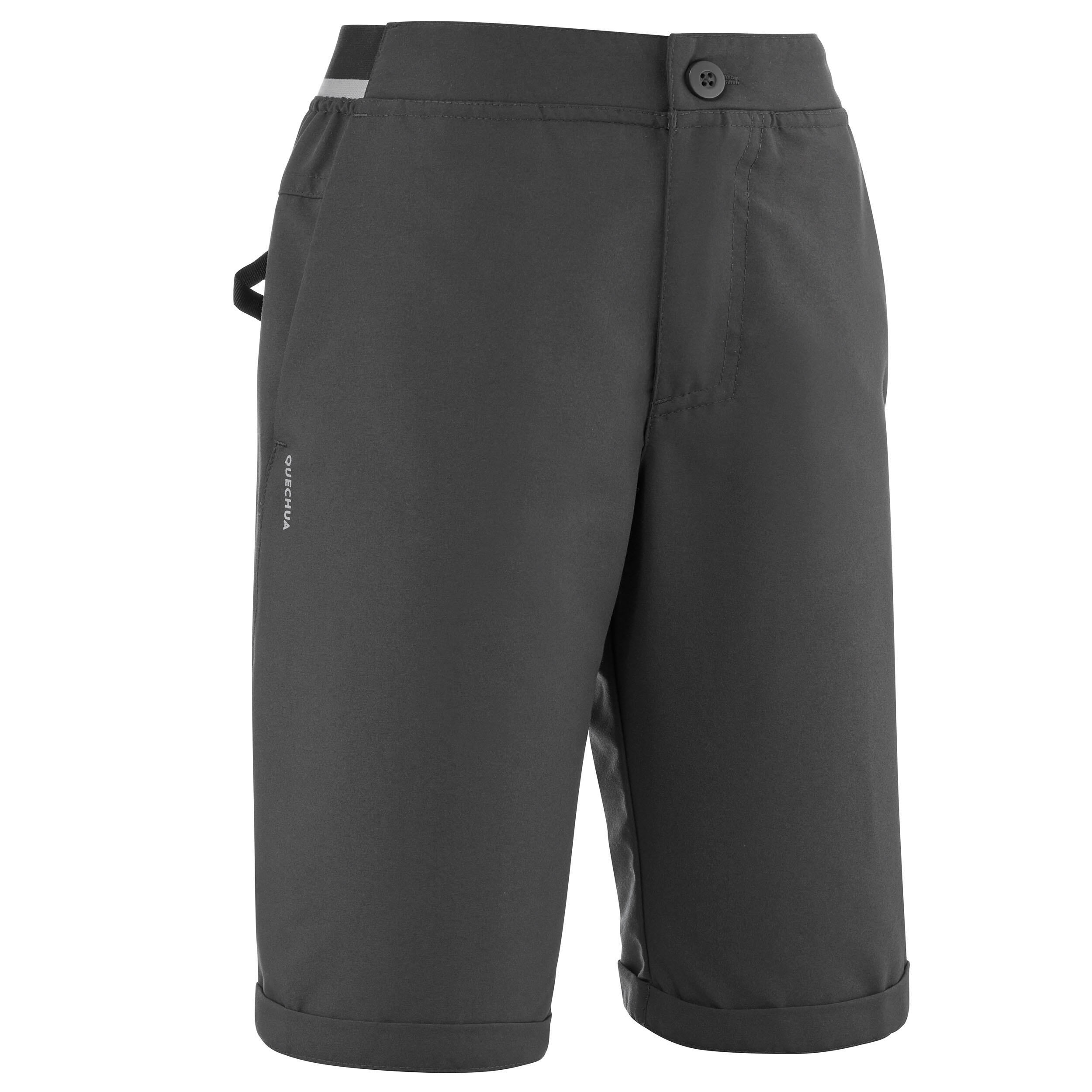 Kids’ Hiking Shorts MH 100 Dark Grey Carbon grey Quechua Decathlon