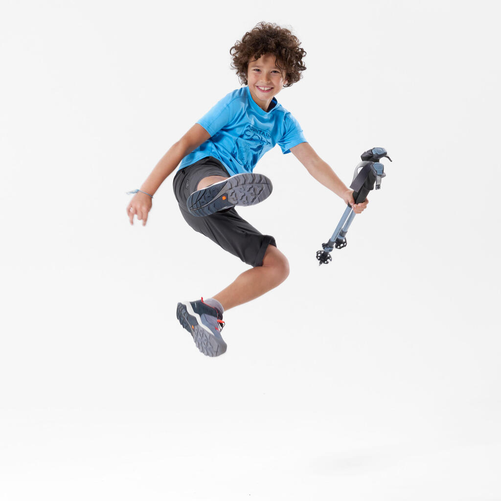 Playera de senderismo azul para niños de 7 a 15 años MH100