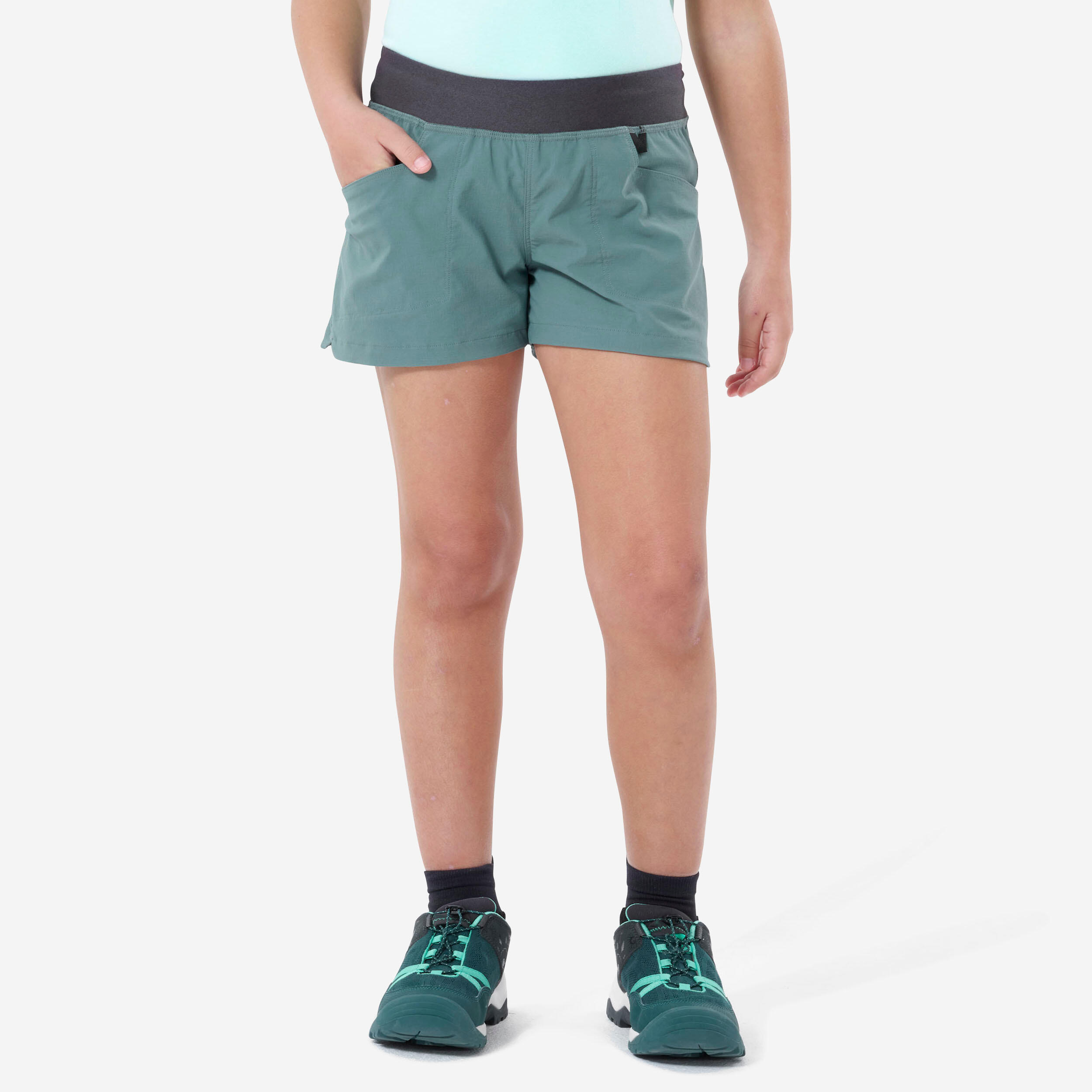 Kids’ Hiking Shorts -  MH500 Ages 7-15 - Grey 1/6