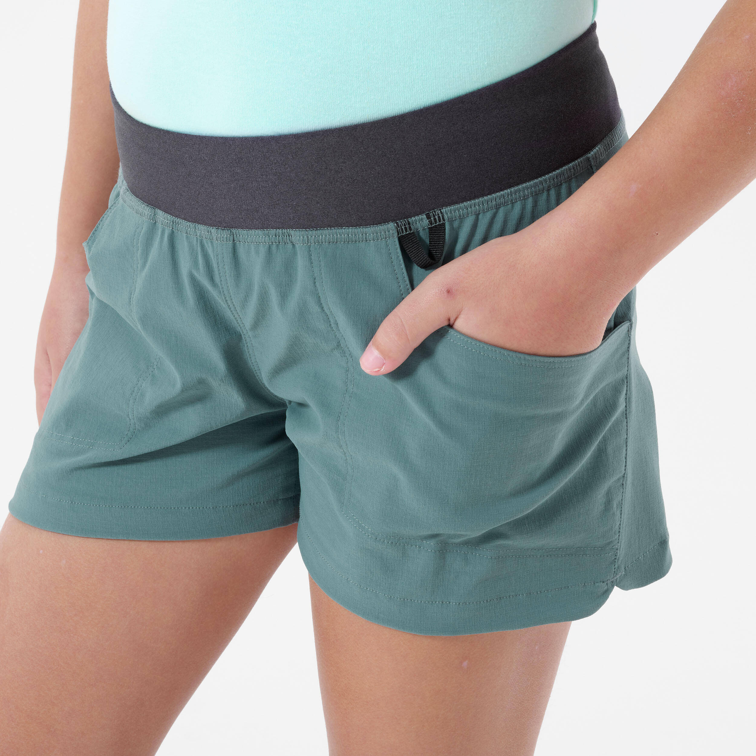 Kids’ Hiking Shorts -  MH500 Ages 7-15 - Grey -  4