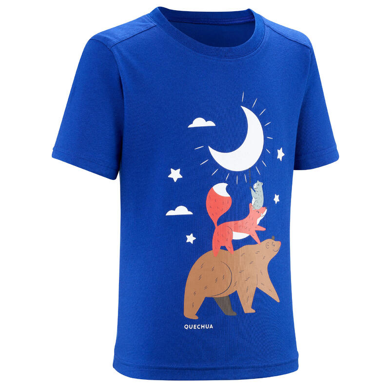 T-shirt de caminhada - MH100 Criança 2-6 anos - Azul fosforescente