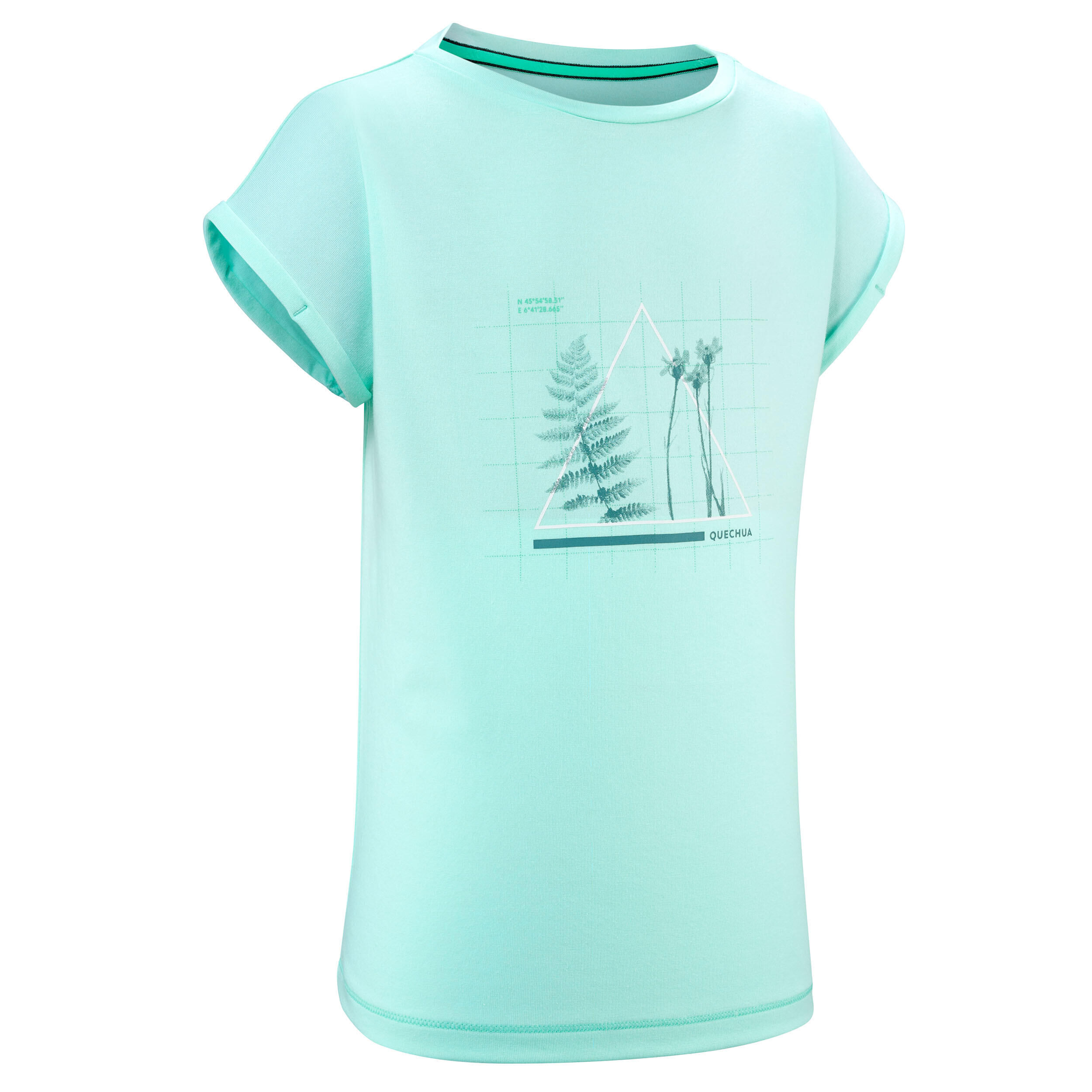 QUECHUA Child's hiking T-Shirt - MH100 turquoise - 7-15 years