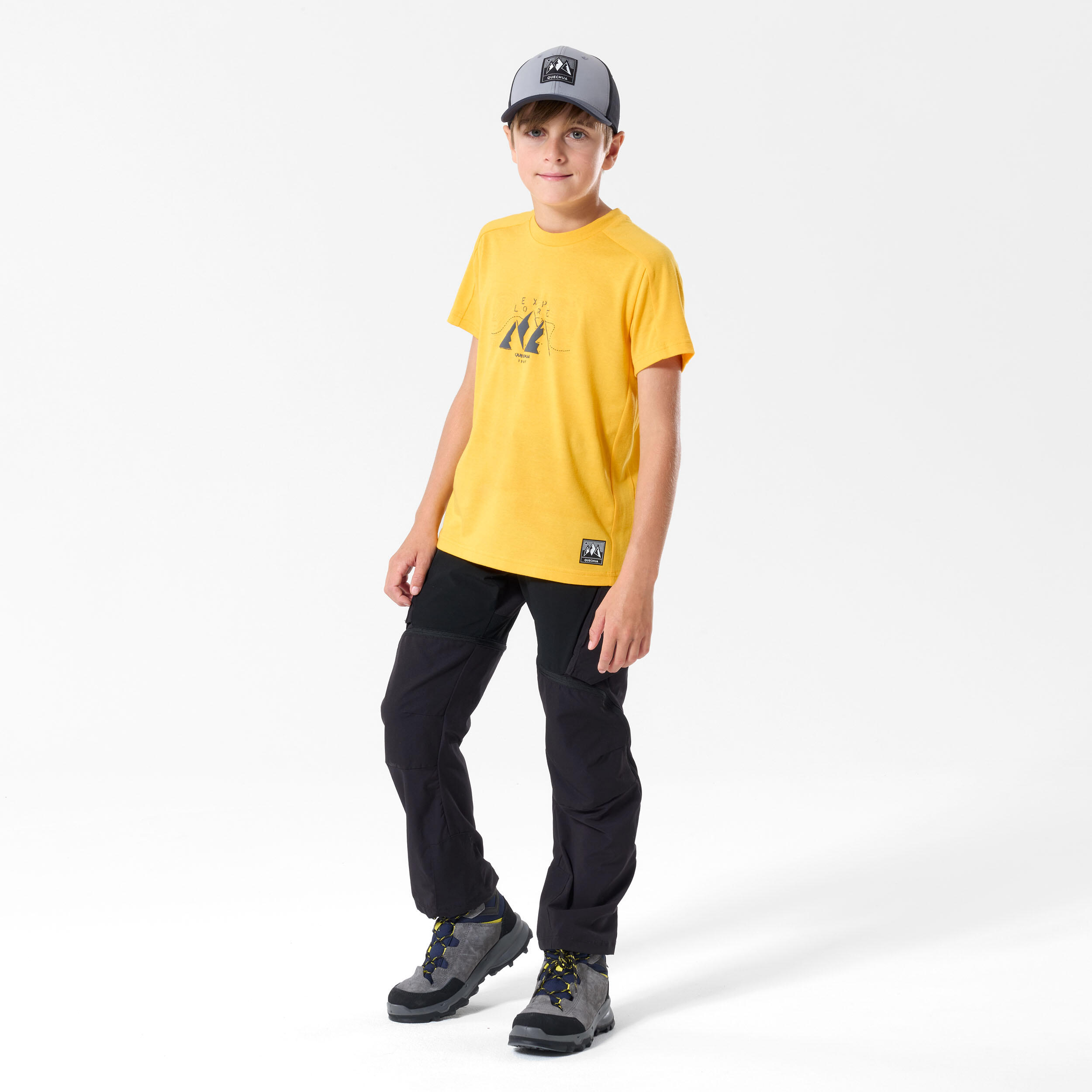 T-shirt trekking bambino MH100 gialla 3/5