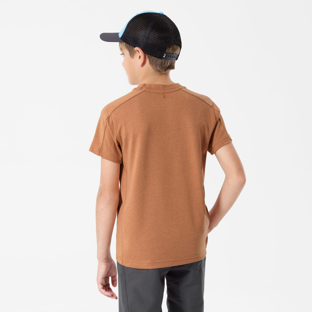 Majica kratkih rukava za planinarenje MH 100 za djecu od 7 do 15 godina smeđa