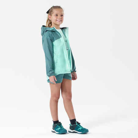 Kids' Hiking Waterproof Jacket MH150 7-15 Years - turquoise