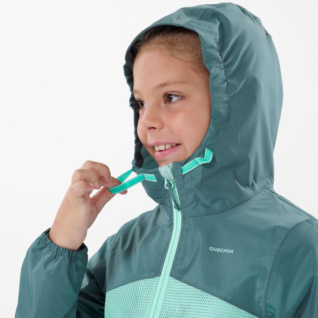 Wanderjacke Kinder Gr. 122–170 wasserdicht Wandern - MH100 Zip dunkelgrün