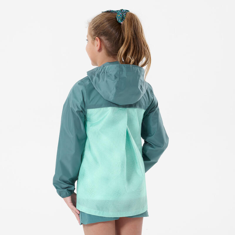 Wanderjacke Kinder Gr. 122–170 wasserdicht Wandern - MH100 Zip türkis