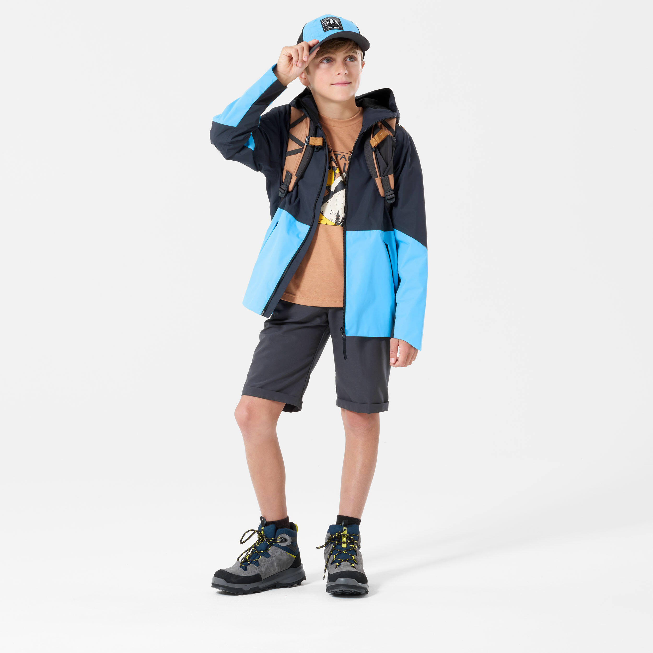 Wandelregenjas voor kinderen MH500 blauw/grijs 7-15 jaar 2/8