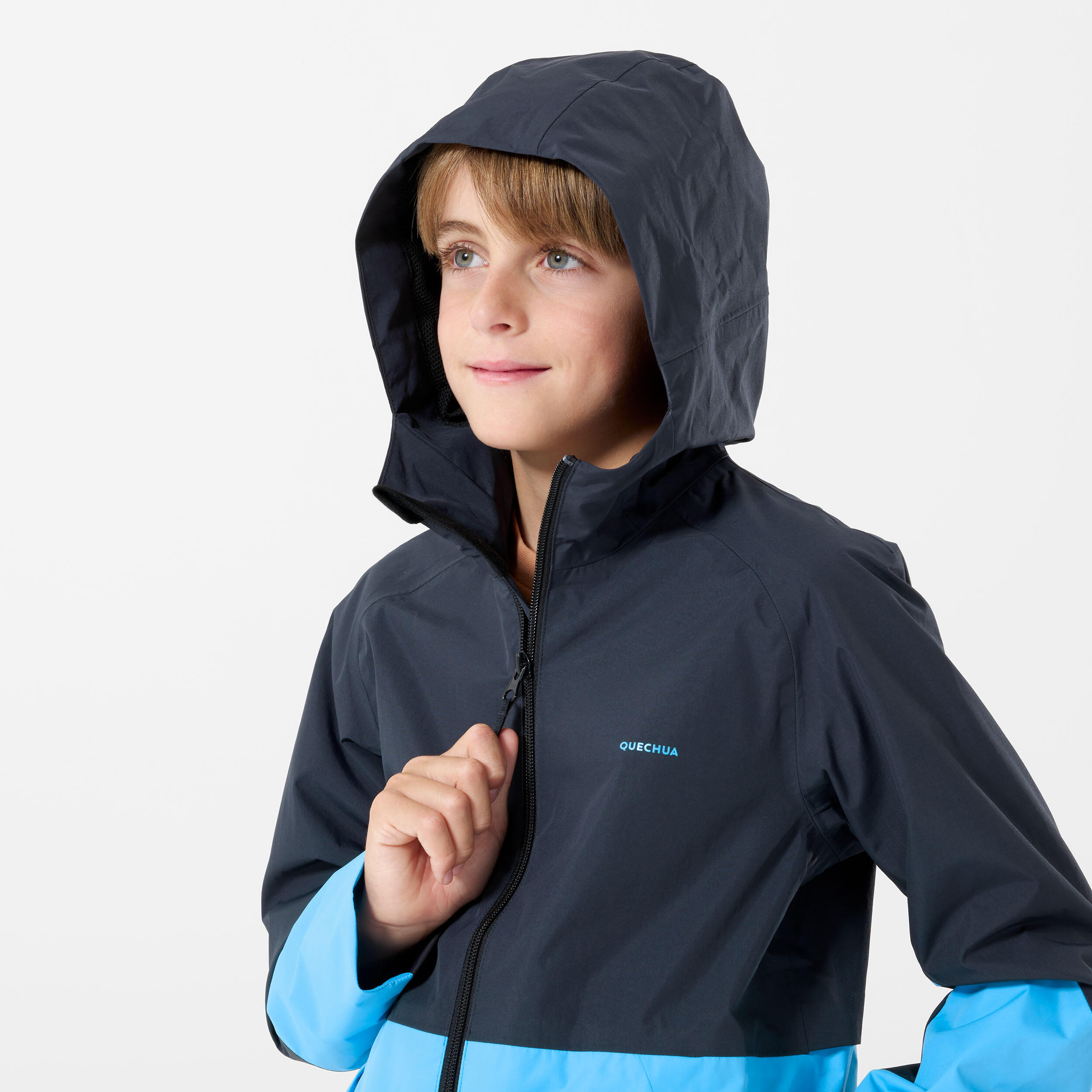 Kids’ Waterproof Hiking Jacket - MH500 Aged 7-15 - Blue 6/7