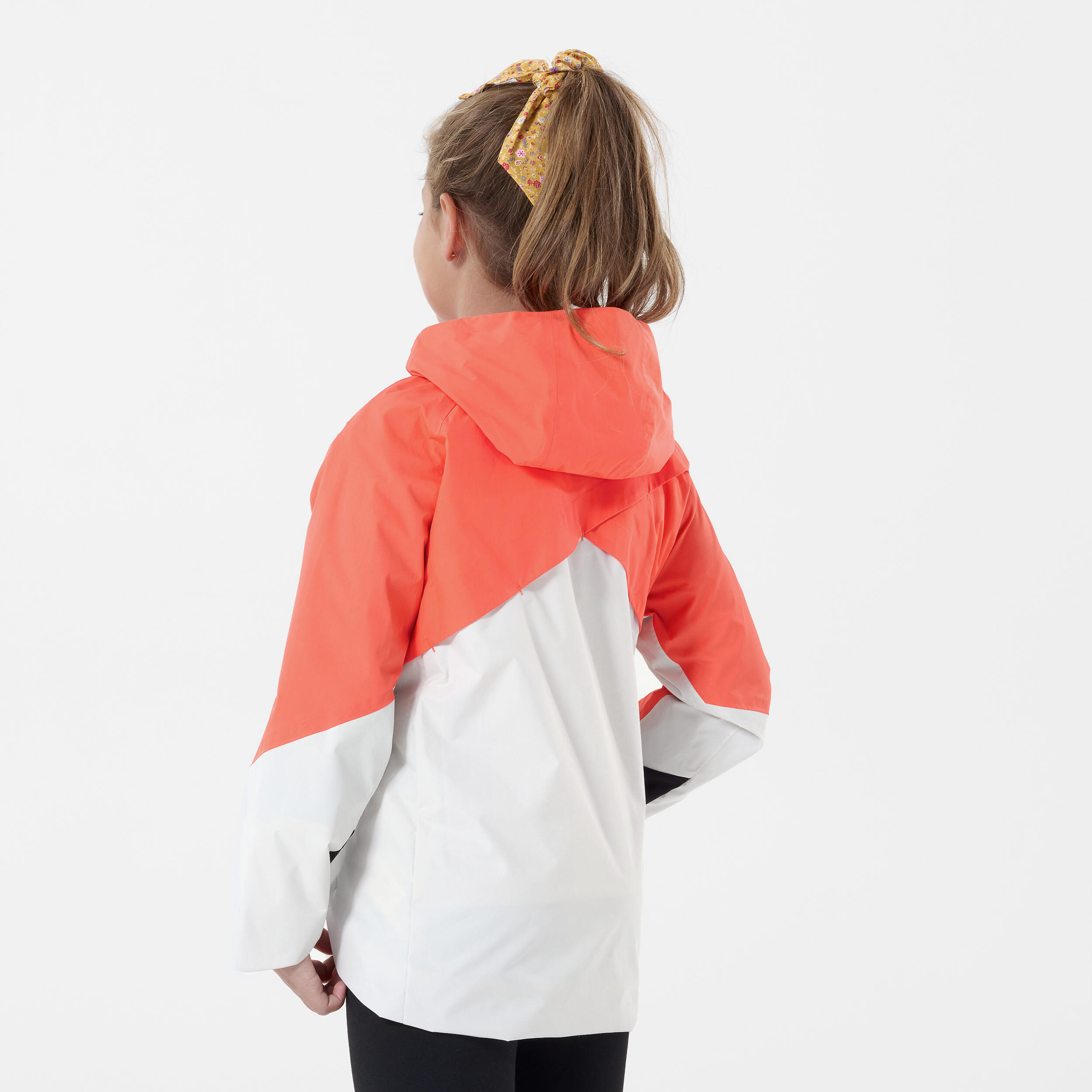 Child's waterproof hiking jacket - MH500 coral and beige - 7-15 years 4/7