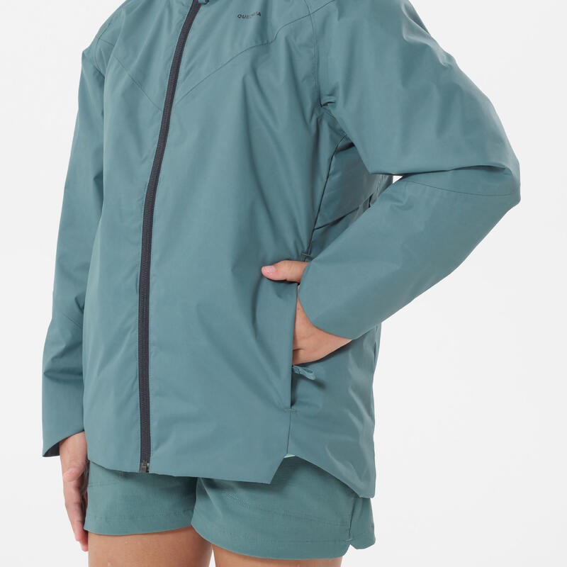 Veste imperméable de randonnée fille 7-15, MH500 vert