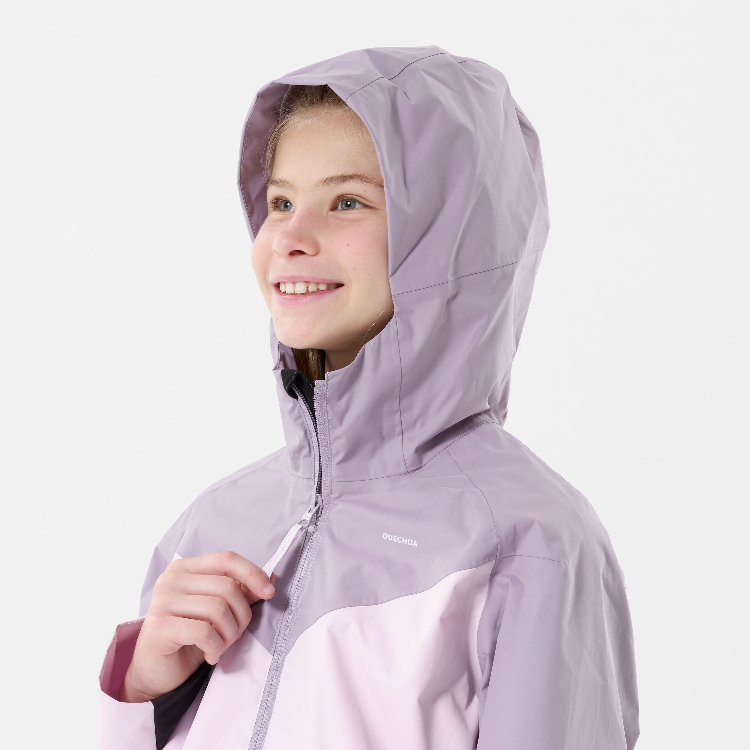 Child's waterproof hiking jacket - MH500 purple and mauve - 7-15 years 6/8