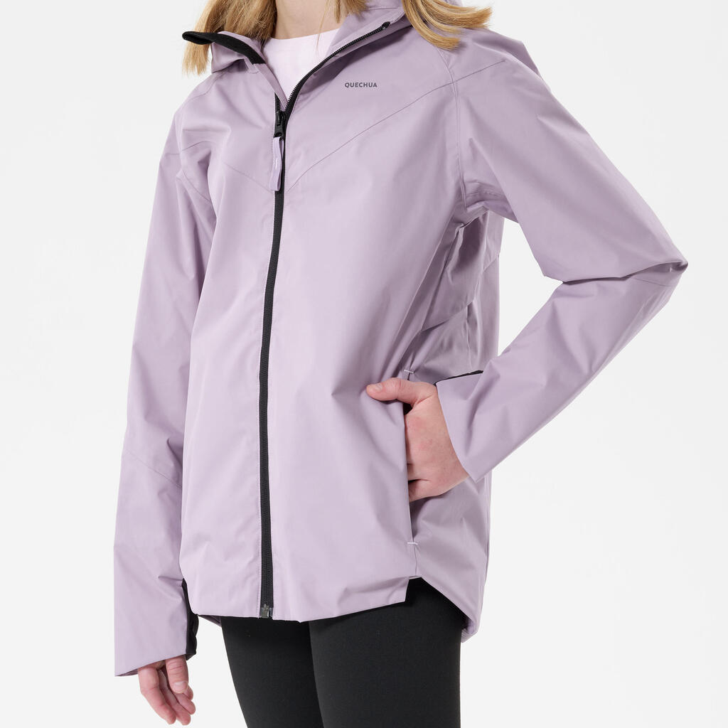 Veste imperméable de randonnée fille 7-15, MH500 violet