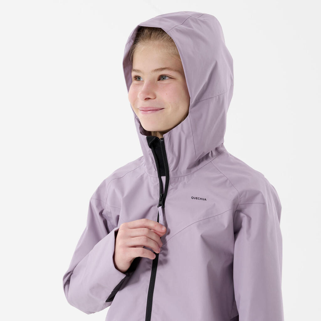 Veste imperméable de randonnée fille 7-15, MH500 violet