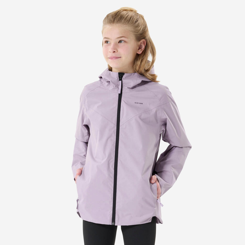 Veste imperméable de randonnée fille 7-15, MH500 violet