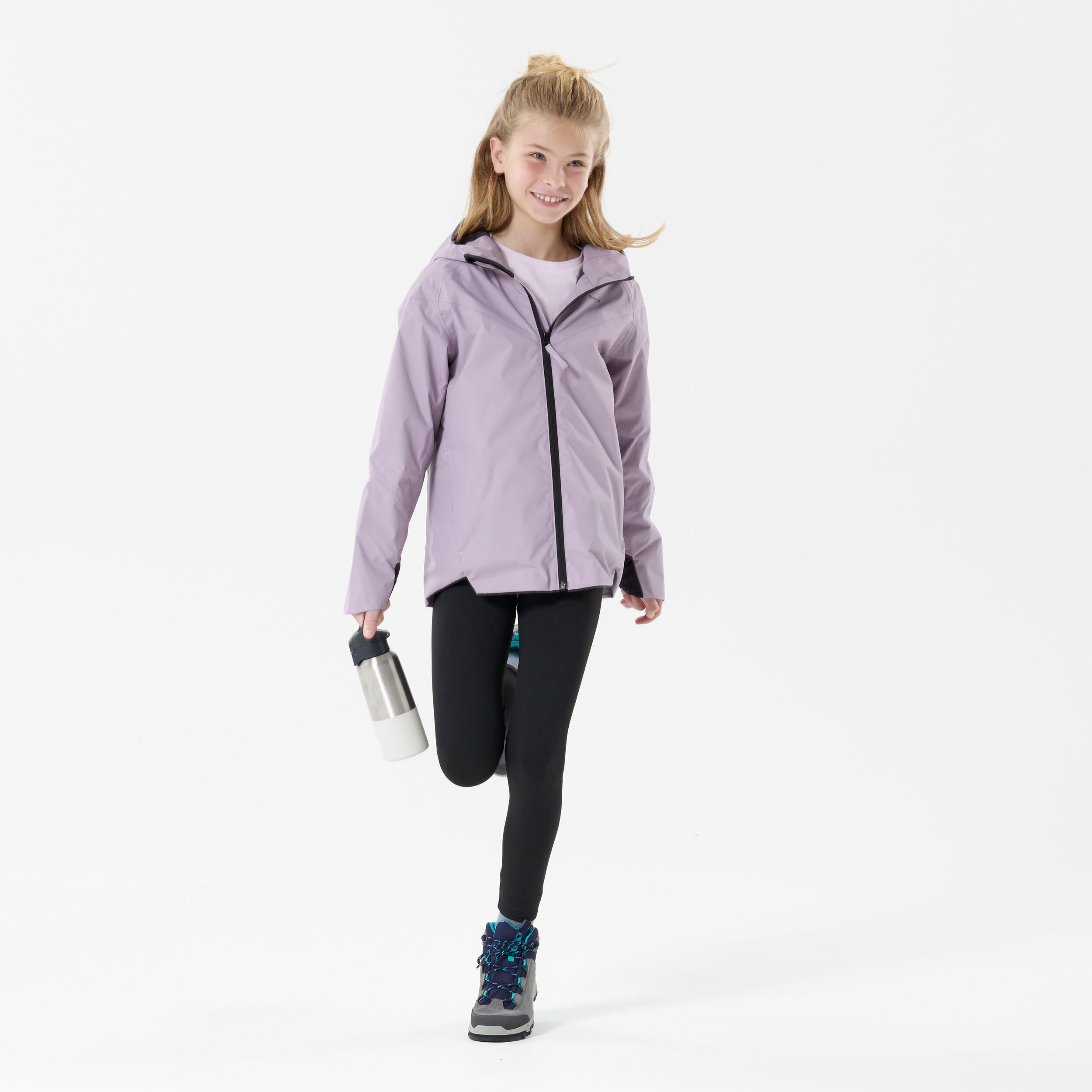 Chamarra impermeable de senderismo morada para ninos de 7 15 anos MH500 Decathlon