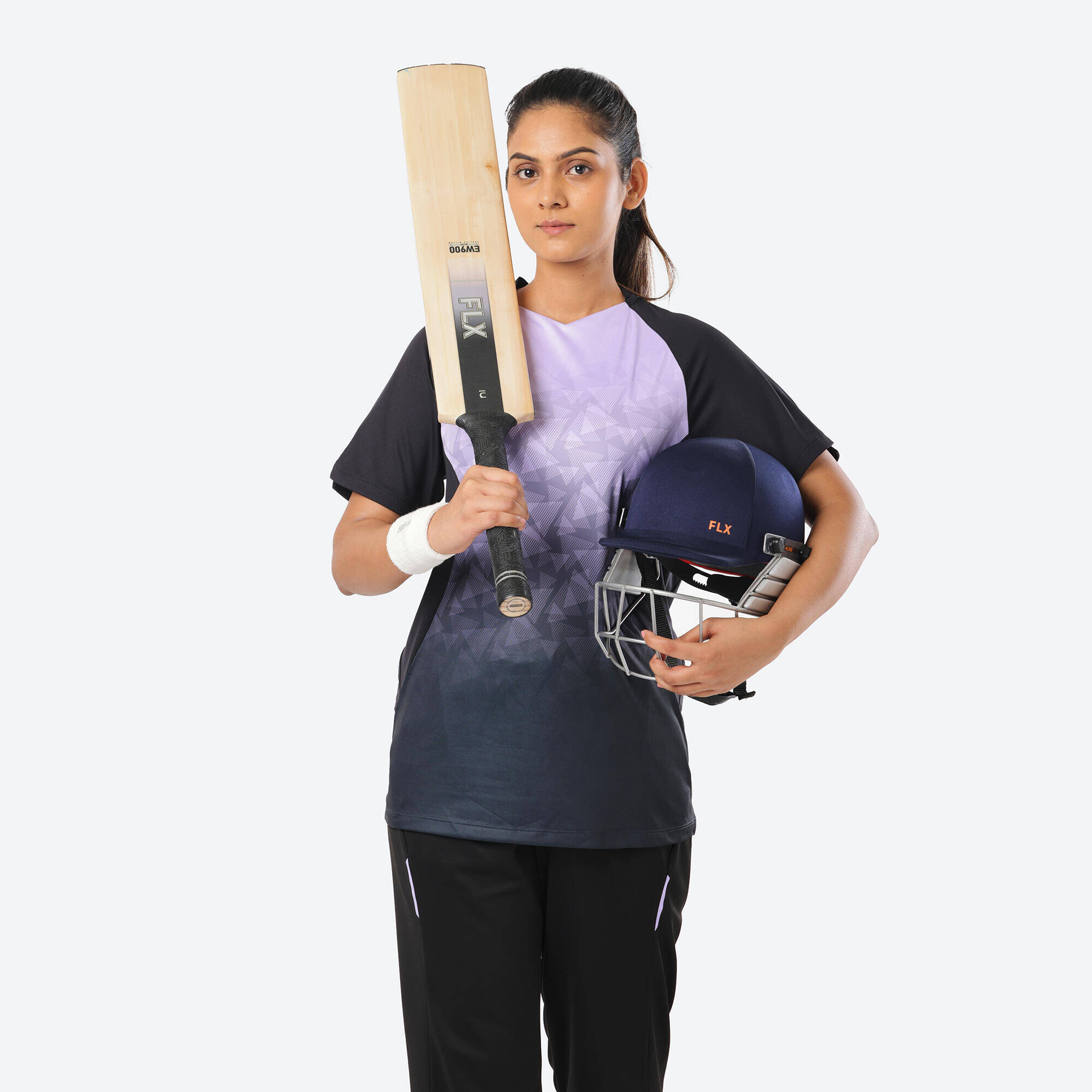 Women's Cricket Polo WCP 500 Comfortable & Stretchable Black -  5