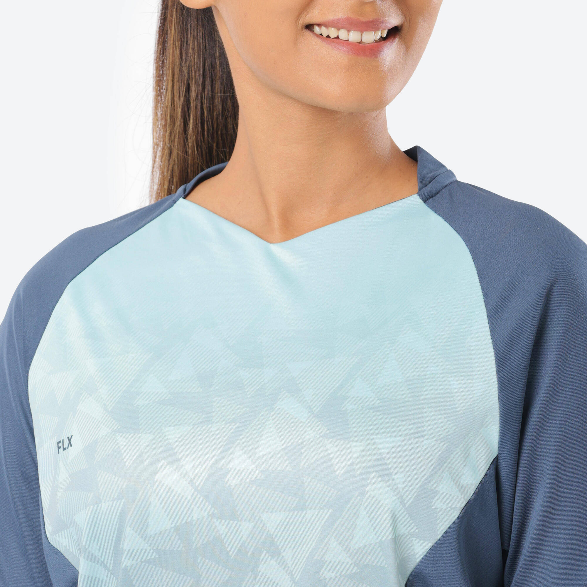 Women's Cricket Polo WCP 500 Moisture-Wicking & Flexible Blue -  2
