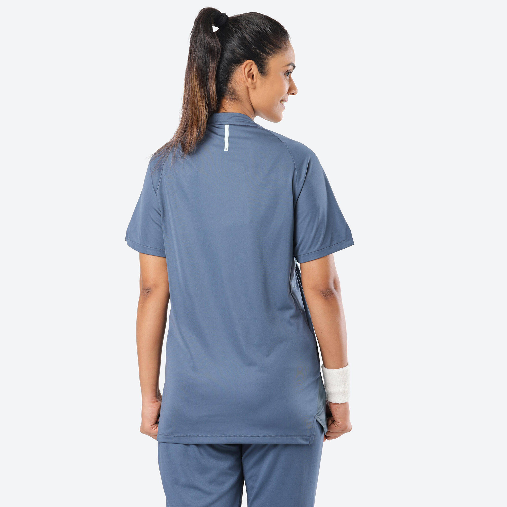 Women's Cricket Polo WCP 500 Moisture-Wicking & Flexible Blue -  5