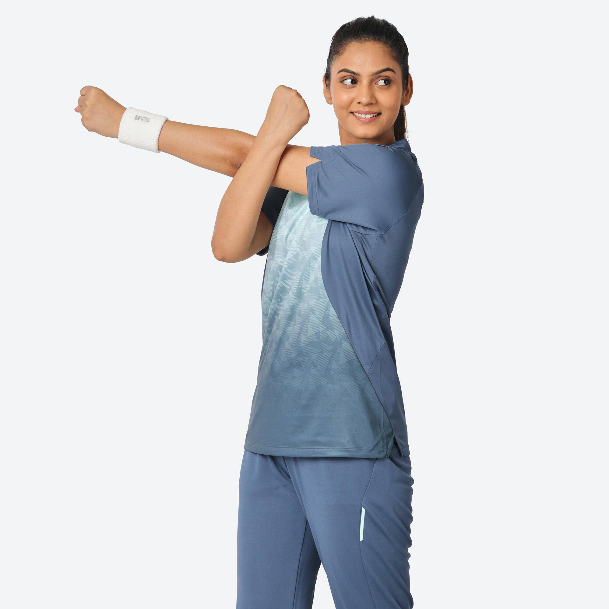 Women's Cricket Polo WCP 500 Moisture-Wicking & Flexible Blue -  3