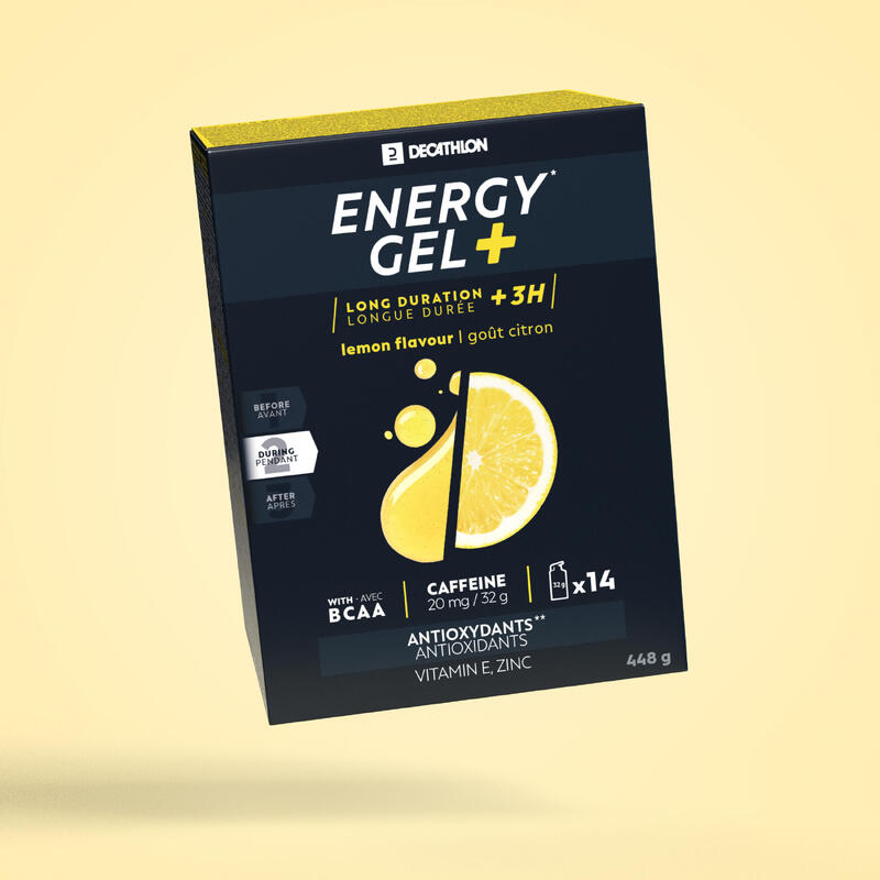 Gel energético ecosize larga distancia limón con cafeína y BCAA 14x32 g