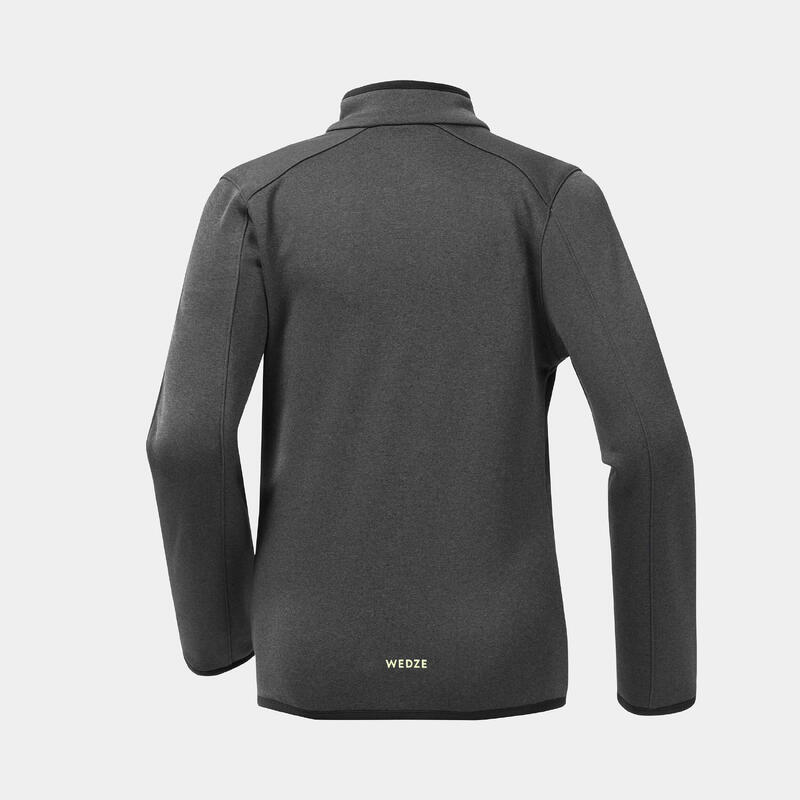 Pull zippé de ski et snowboard enfant, 500 gris