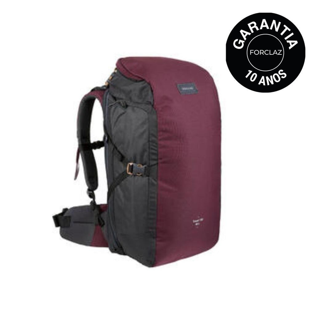 Morral de 40 litros para trekking de viaje equipaje de mano Forclaz vinotinto
