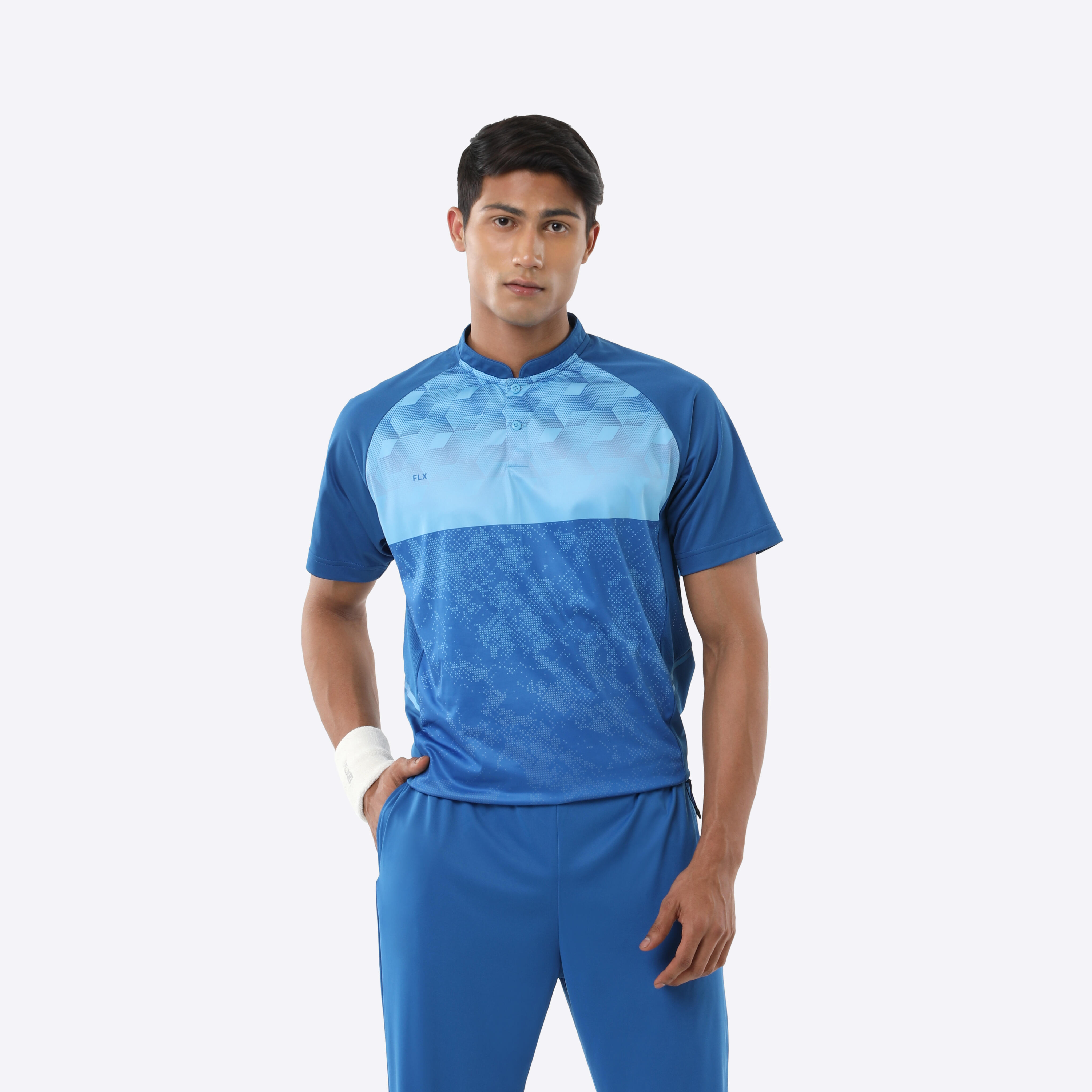 Men's Cricket Polo CP 500 Breathable Short Sleeve Blue