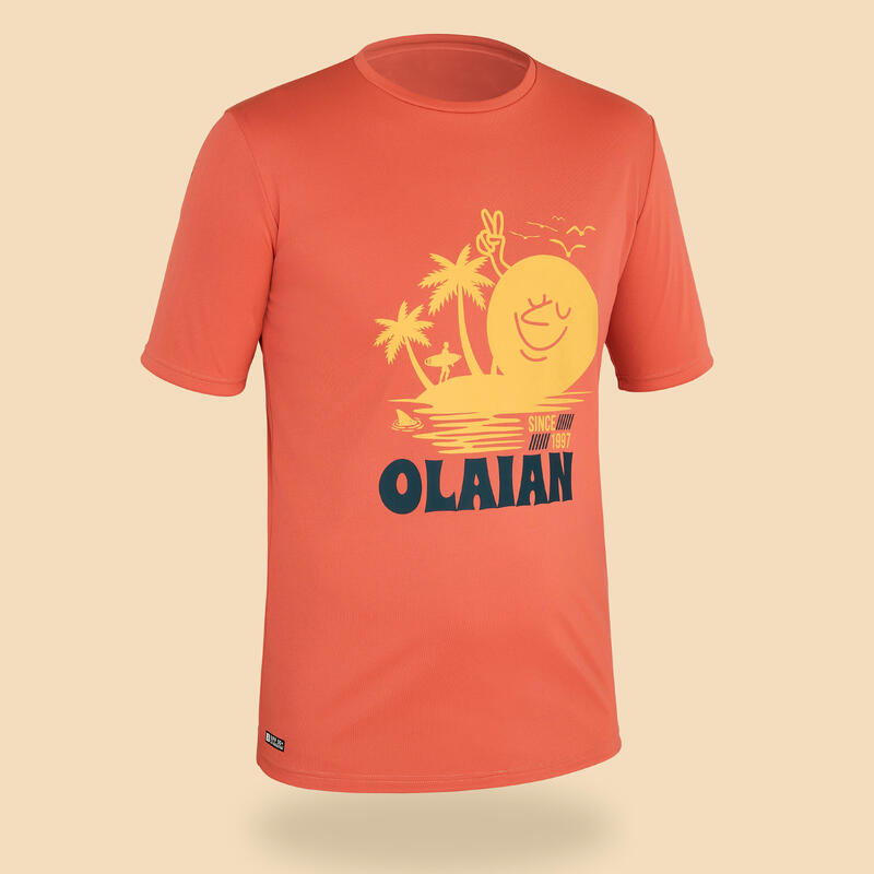 Koszulka UV surfingowa dla dzieci Olaian Water T-shirt Mango Smile krótki rękaw
