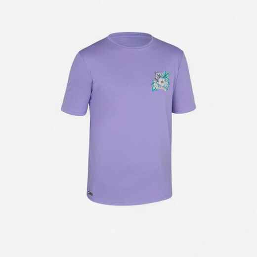 
      Kid's short-sleeved water T-shirt hibiscus purple
  