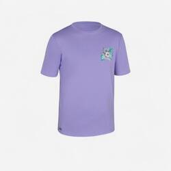 Kid's short-sleeved water T-shirt hibiscus purple