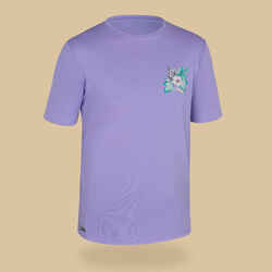 Kid's short-sleeved water T-shirt hibiscus purple