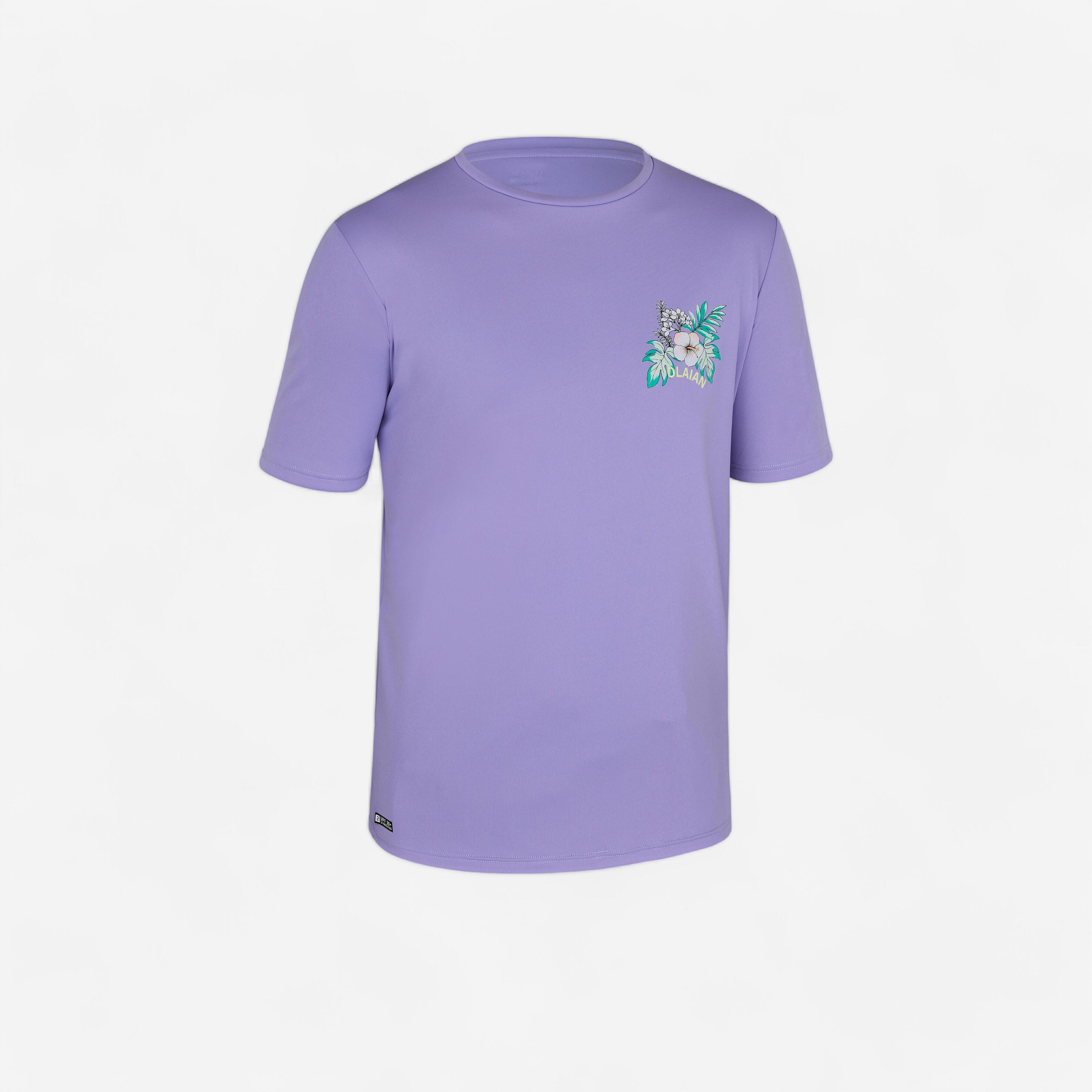 Water Tee Shirt junior short sleeve ibiscus purple