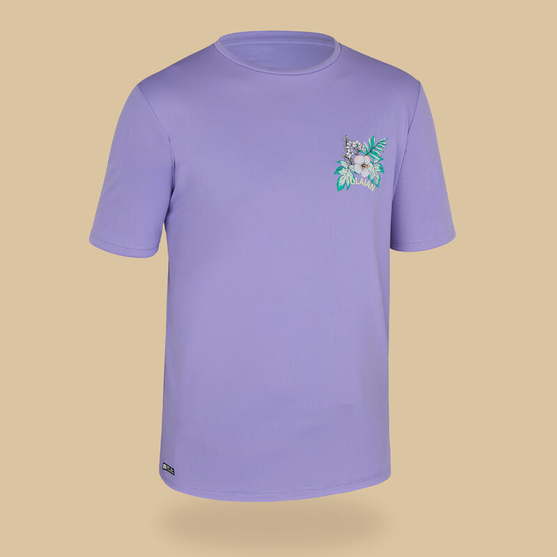 Koszulka UV surfingowa dla dzieci Olaian Water T-shirt Ibiscus krótki rękaw