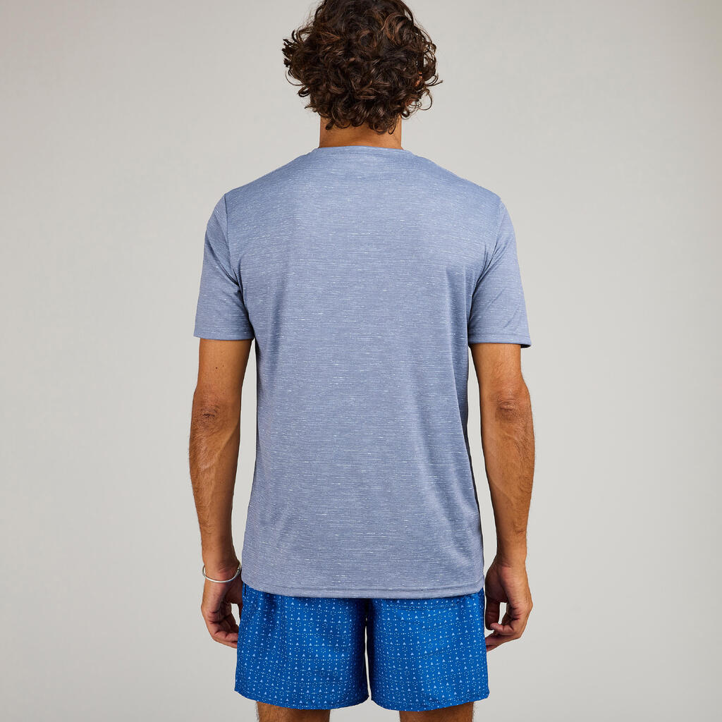 Pánske tričko s ochranou proti UV na surfovanie s krátkym rukávom sivé