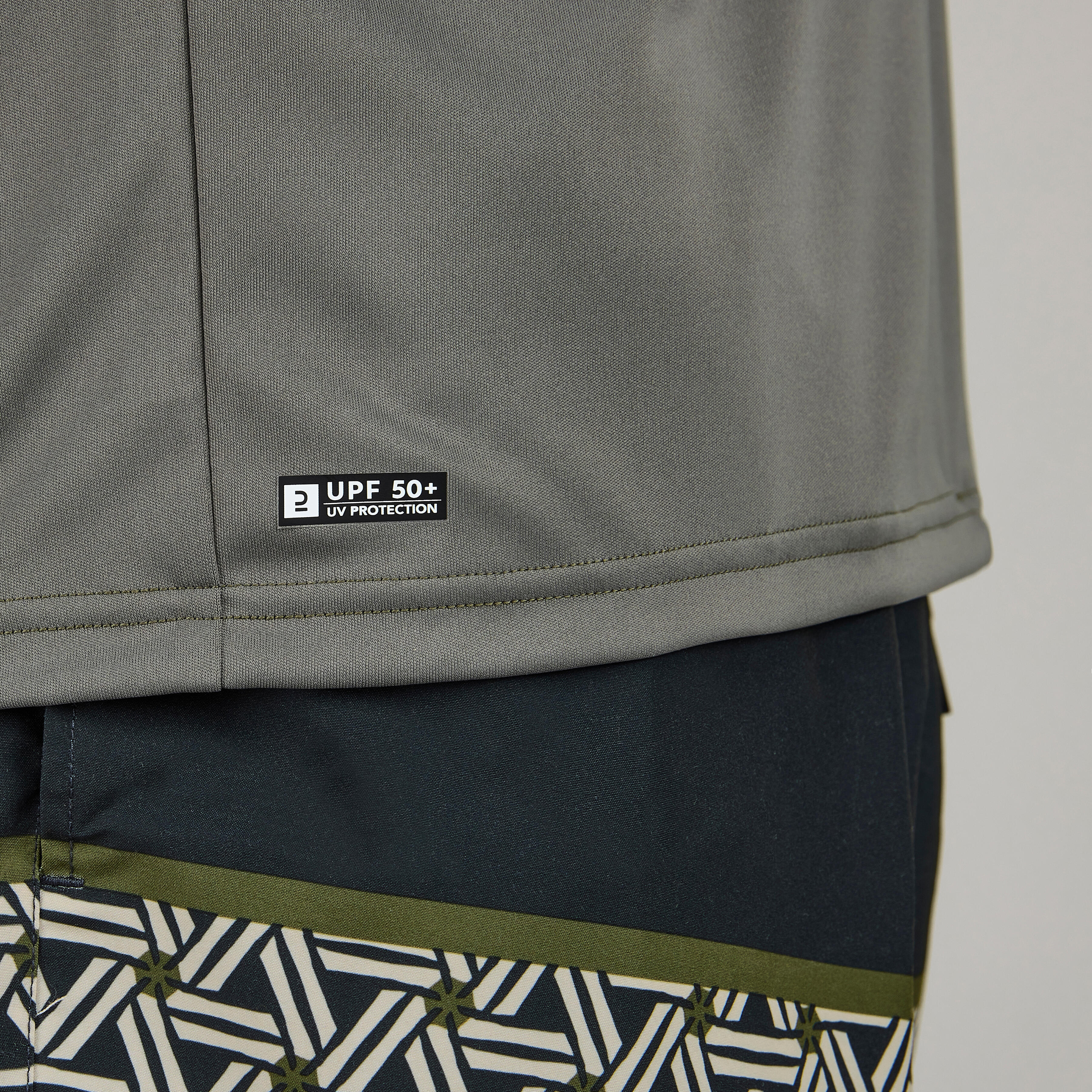 Men surfing short-sleeved UV Water T-Shirt top KHAKI